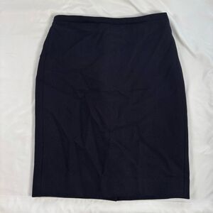 J Crew Size 6 Navy Blue Pencil Skirt Knee Length Wool Lined Back Zip Office